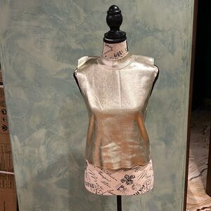 Zara Gold Metallic STRETCH Muscle Tank (Size Medium)